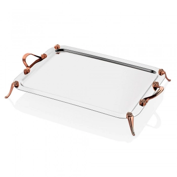 Δίσκος Σερβιρίσματος Ανοξείδωτος 18/10 Ασημί-Ροζ Χρυσό 48x28εκ. Oriana Ferelli SEDGUL148