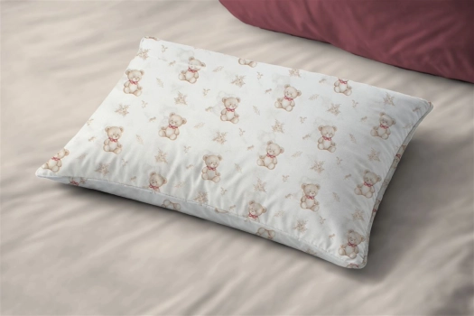 Μαξιλαροθήκη Βαμβακερή 50x70εκ. Kids Newborn Bear 716 White-Beige DimCol