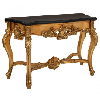 Κονσόλα Ξύλινη-Pu Vintage Χρυσή-Μαύρη 130x50x80εκ. iliadis 89195