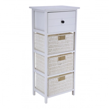Συρταριέρα Λευκή MDF Με 4 Συρτάρια 37,5x27,5x86εκ. MRShome 2216000