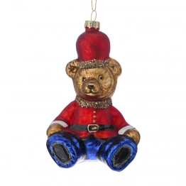 Χριστουγεννιάτικο Στολίδι Αρκουδάκι Σετ 6τμχ Γυάλινα 7,5x6x14εκ. iliadis 83248