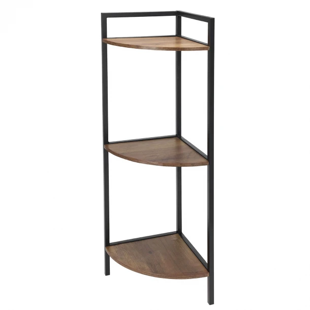 Γωνιακή Ραφιέρα Mε 3 Ράφια Iron-MDF 23,5x23,5x76εκ. MRShome 0033000