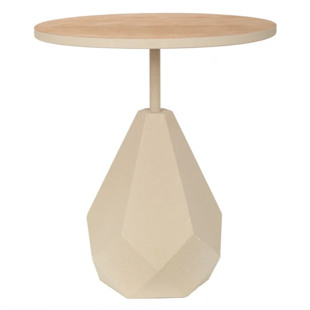 Τραπεζάκι Σαλονιού Μεταλλικό Με Ξύλινη Επιφάνεια Και Ακανόνιστη Βάση Κρεμ 50x50x56εκ. iliadis 92565