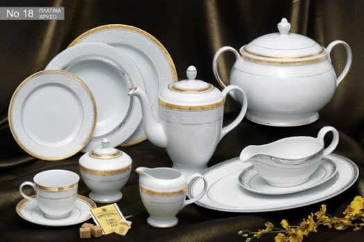 Σερβίτσιο Φαγητού Σετ 72τμχ Πορσελάνης Bavaria Λευκό-Χρυσό AB 6-18