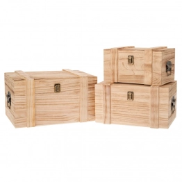 Μπαούλο Σετ 3τμχ Ξύλινο Natural 38x27,5x22εκ.-33x23x18,5εκ.-28x18x15,5εκ. iliadis 89612