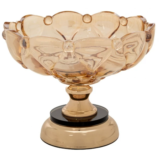 Διακοσμητική Κουπ Με Πόδι Γυάλινη-Μεταλλική Μελί 24x14εκ. iliadis 90138