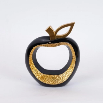 Διακοσμητικό Μήλο Polyresin Μαύρο-Χρυσό 16,8x6,4x19,9εκ. ESTHETI 752-28606