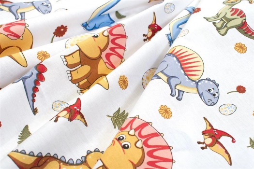 Σεντόνι Μεμονωμένο Βαμβακερό Λίκνου 80x110εκ. Dinosaur 519 White-Blue Dimcol