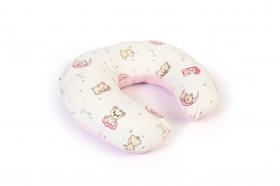 Μαξιλάρι Θηλασμού Βαμβακερό 60x50x15εκ. Bear's Nest 04 White-Pink DimCol