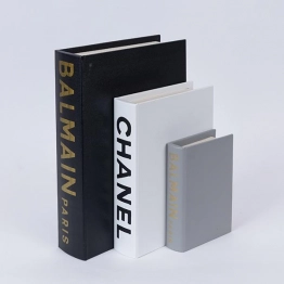 Διακοσμητικό Κουτί Βιβλίο Σετ 3τμχ Ξύλινο Μαύρο-Λευκό-Γκρι 21,5x6x30εκ. ESTHETI 752-17072