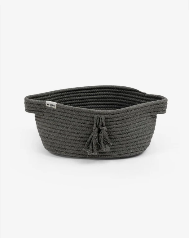 Καλαθάκι Από Βαμβακερό Σχοινί 40x14x20εκ. Ανθρακί Minene 12320009390OS