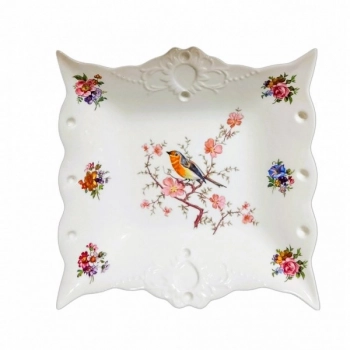 Διακοσμητική Πιατέλα Πορσελάνης Τετράγωνη Ανάγλυφη 20,5εκ. WM Collection sl1-65