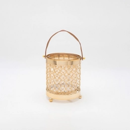 Φανάρι Μεταλλικό-Γυάλινο Χρυσό 14x17εκ. ESTHETI 819-00252