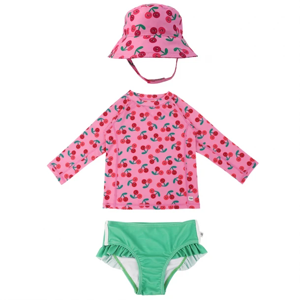 Σετ Μαγιό Με Bucket Καπέλο Και Μπλούζα UV 12-24μηνών Cherry Zoocchini ZOO16021