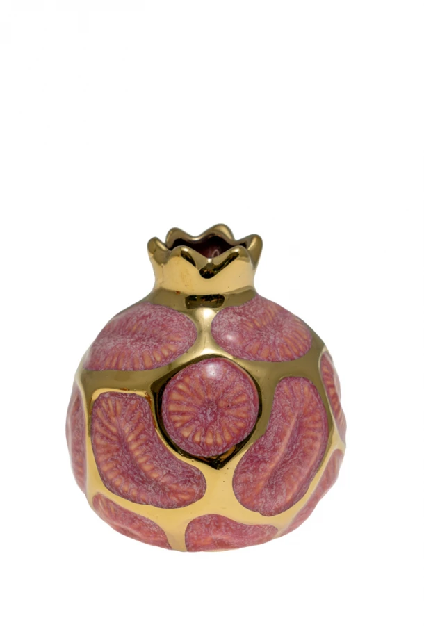 Διακοσμητικό Ρόδι Κεραμικό Πλέγμα Χρυσό-Ροζ 10εκ. Zen Collection 22.19.48323