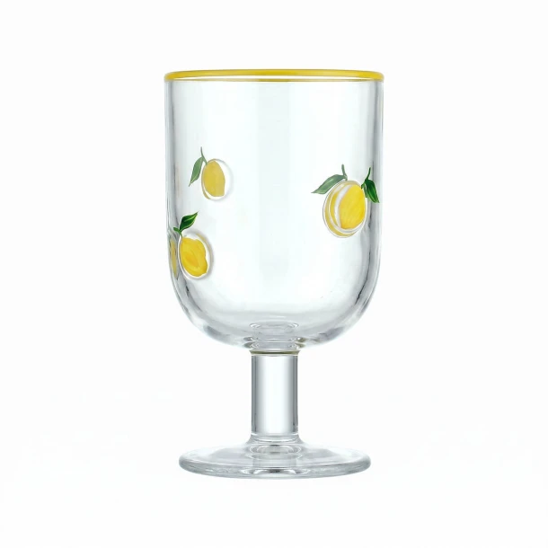 Ποτήρι Κρασιού Γυάλινο 380ml Με Λεμόνια Handmark Estia 07-40789