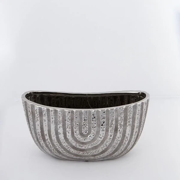 Κασπώ Κεραμικό Καφέ-Ασημί 28x12x14,5εκ. ESTHETI 752-18072