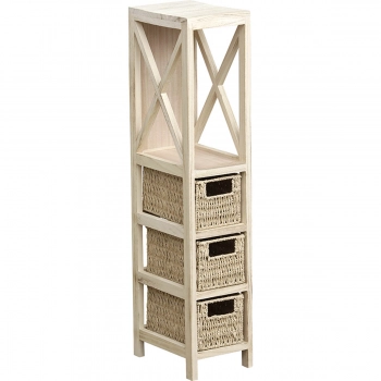 Έπιπλο MDF Με 1 Ράφι & 3 Συρτάρια Μπεζ 17x24x82εκ. MRShome 1245000