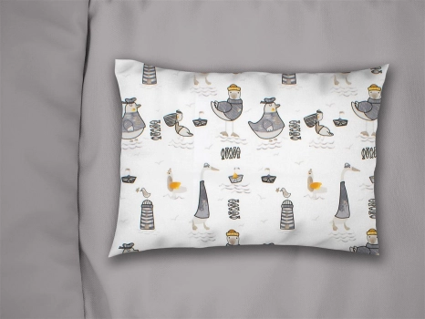 Μαξιλαροθήκη Bebe Φάκελος Βαμβακερή 35x45εκ. Seabirds 578 White-Grey DimCol