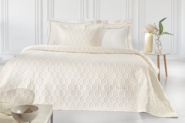 Σετ Κουβερλί Microsatin King Size 250x240εκ. Hive Ecru Guy Laroche