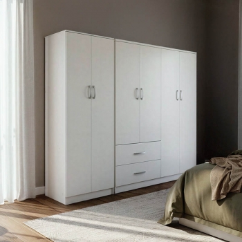 Ντουλάπα εξάφυλλη Lego Ι pakoworld λευκή 200,5x42x180εκ