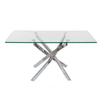 Τραπεζάκι Γυάλινο-Μεταλλικό Διάφανο-Ασημί 100x60x50εκ. Zen Collection 24.16.49953