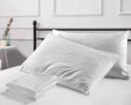 Μαξιλαροθήκη Φάκελος Βαμβακερή 50x70εκ. Satin Stripe TC300 Λευκή