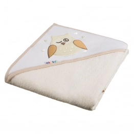 Κάπα Βαμβακερή-Terry 100x100εκ. Κουκουβάγια Κρεμ akuku A1241