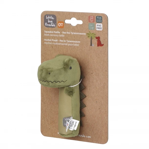 Κουδουνίστρα Squeaker Βελούδινη Dino Little Big Friends BTL305017