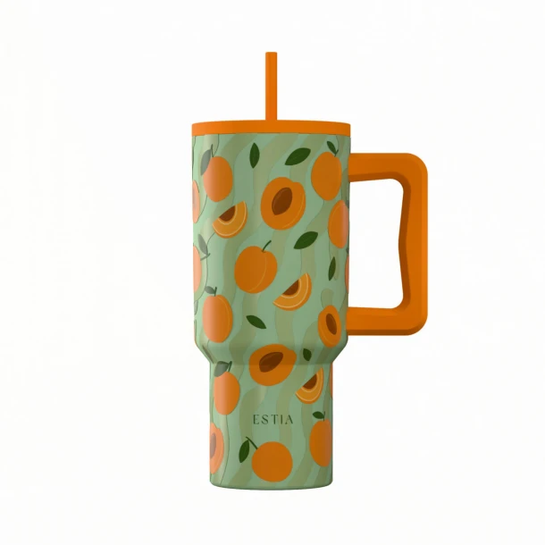 Θερμός Ανοξείδωτος Straw Tumbler XL 14,5x10x22,8εκ.-900ml Peach Garden Save The Aegean Estia 01-41632