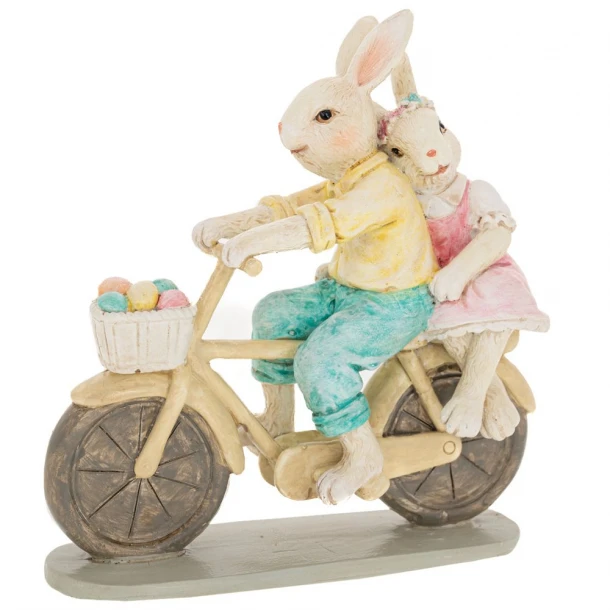 Πασχαλινό Διακοσμητικοί Λαγοί Σε Ποδήλατο Polyresin 14,5x5x15εκ. iliadis 89578