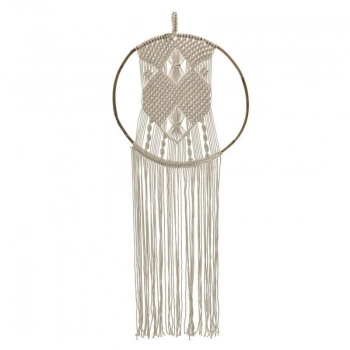 Διακοσμητικό Τοίχου Μακραμέ Ξύλινο Υφασμάτινο Μπεζ inart 50x120εκ. 3-70-803-0056