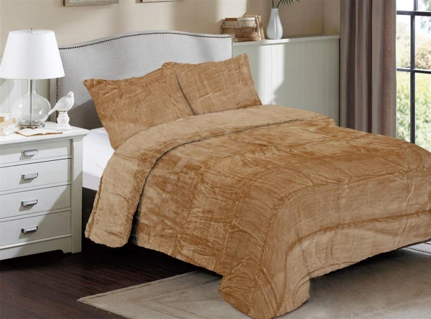 Κουβέρτα Coral Fleece Υπέρδιπλη 220x240εκ. Solid 02 Beige DimCol 33422524001