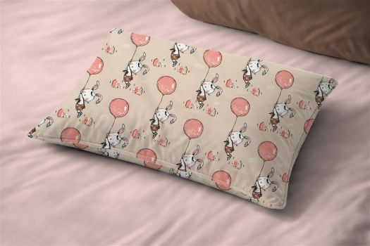 Μαξιλαροθήκη Bebe Βαμβακερή 35x45εκ. Floating Bunny 714 Beige-Salmon DimCol