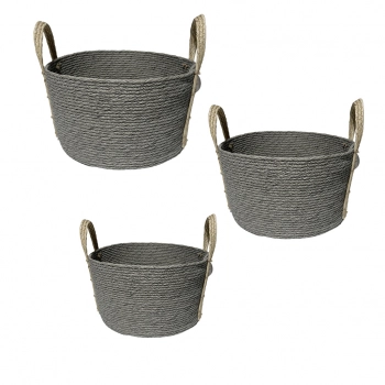 Καλάθι Σετ 3τμχ Ραττάν Λευκό-Natural 35x20εκ.-30x17εκ.-25x14εκ. ESPIEL FEX206
