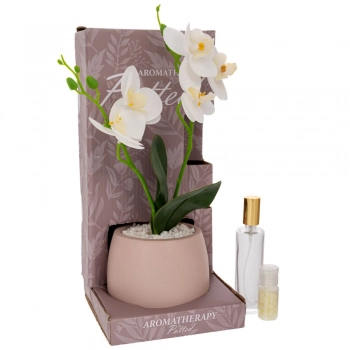 Φυτό Ορχιδέα Λευκή Σε Κεραμικό Κασπώ Με Αρωματικό Χώρου My Paris 14x14x30εκ. iliadis 92842