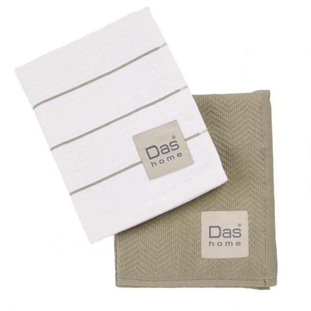 Ποτηρόπανο Σετ 2τμχ Βαμβακερό 30x50εκ. Kitchen 0827 Green-White Das Home