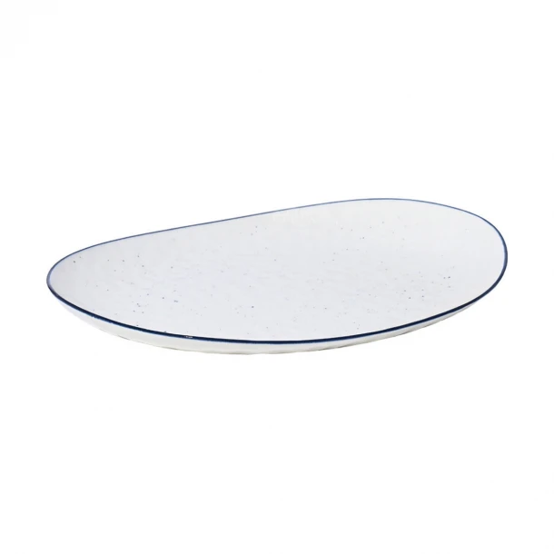 Πιάτο Ρηχό Φαγητού Πορσελάνης Λευκό-Μπλε 28x24,3x3,3εκ. Pebbles Estia 07-37130