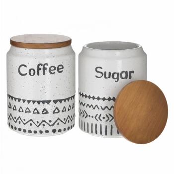 Δοχείο Σετ Καφέ-Ζάχαρη Πορσελάνη Λευκό inart 11x14εκ. 3-60-931-0200