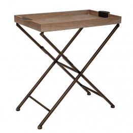 Τραπεζάκι Με Δίσκο Ξύλινο-Μεταλλικό Μαύρο-Natural 75,5x40x75,5εκ. iliadis 88979