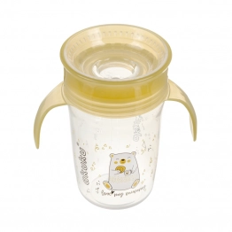 Εκπαιδευτικό Ποτηράκι 360° Με Χερούλια 240ml Yellow akuku A0670