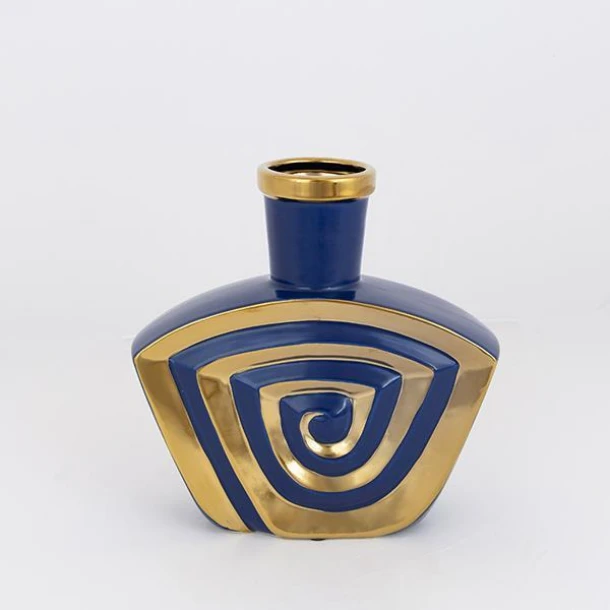 Βάζο Κεραμικό Χρυσό-Σκούρο Μπλε 23,2x6,8x23,5εκ. ESTHETI 752-20342