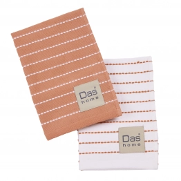 Ποτηρόπανο Σετ 2τμχ Βαμβακερό 30x50εκ. Kitchen 0826 Teracotta-White Das Home