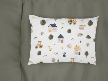 Μαξιλαροθήκη Παιδική Φάκελος Βαμβακερή 50x70εκ. Village 579 White-Green DimCol