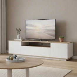 Έπιπλο τηλεόρασης Winey pakoworld σε sonoma-λευκή απόχρωση 180x44.5x44.5εκ