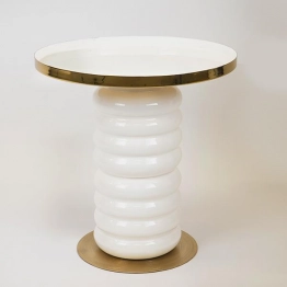 Τραπεζάκι Βοηθητικό Μεταλλικό Λευκό-Χρυσό 41x40εκ. ESTHETI 750-39522