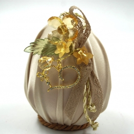 Πασχαλινό Διακοσμητικό Αυγό Γυάλινο Με Μπεζ Σατέν Ύφασμα Royal Art 13εκ. GOU21/8/12BE