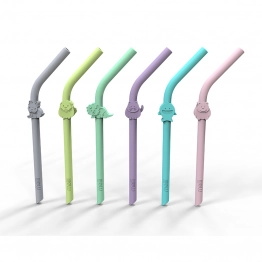 Σετ 6τμχ Καλαμάκια Σιλικόνης Πολλαπλών Χρήσεων Melii MEL18100