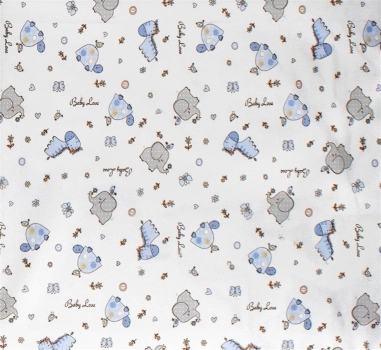 Πάνα Χασές Bebe Φανελένια 80x80εκ. Elephant 074 White-Sky Blue DimCol