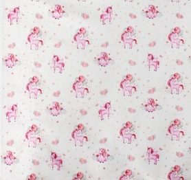 Σεντόνι Λίκνου Βαμβακερό Μεμονωμένο 80x110εκ. Unicorn 208 White-Pink Dimcol